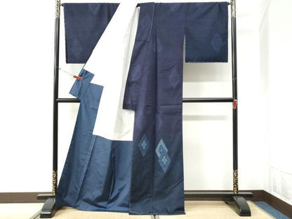 平和屋着物●訪問着　紬地　80亀甲　菱花文　正絹　逸品　未使用　CABI2186yc