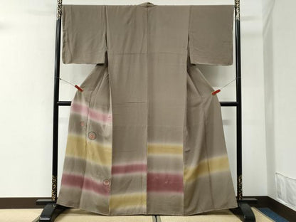 平和屋着物●訪問着　胴抜き仕立て　刺繍　草花丸文　暈し染め　金糸　正絹　逸品　未使用　CABI2187yc