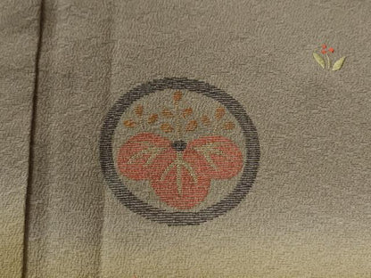 平和屋着物●訪問着　胴抜き仕立て　刺繍　草花丸文　暈し染め　金糸　正絹　逸品　未使用　CABI2187yc