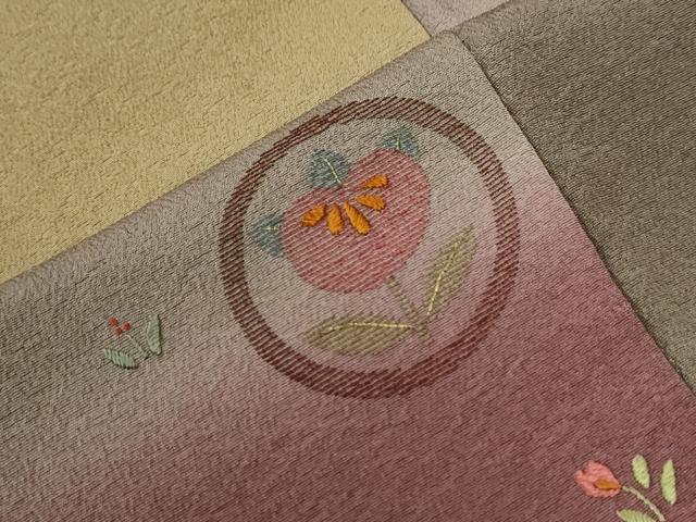 平和屋着物●訪問着　胴抜き仕立て　刺繍　草花丸文　暈し染め　金糸　正絹　逸品　未使用　CABI2187yc