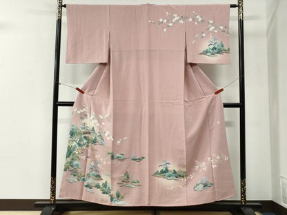 平和屋着物●訪問着　友禅　作家物　庭園風景文　暈し染め　正絹　逸品　CABI2188yc