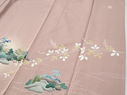 平和屋着物●訪問着　友禅　作家物　庭園風景文　暈し染め　正絹　逸品　CABI2188yc