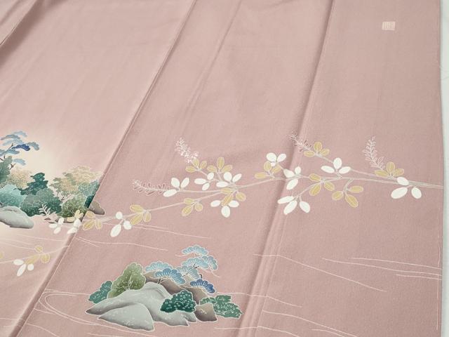 平和屋着物●訪問着　友禅　作家物　庭園風景文　暈し染め　正絹　逸品　CABI2188yc