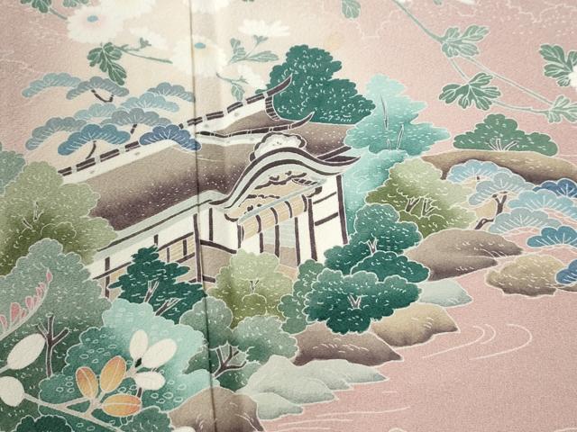 平和屋着物●訪問着　友禅　作家物　庭園風景文　暈し染め　正絹　逸品　CABI2188yc