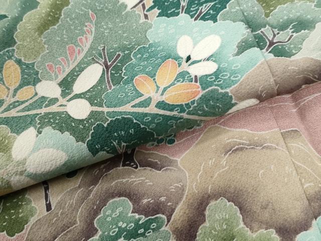 平和屋着物●訪問着　友禅　作家物　庭園風景文　暈し染め　正絹　逸品　CABI2188yc
