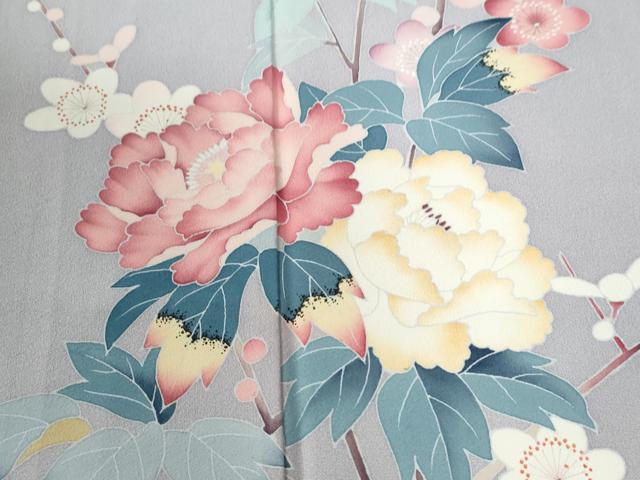 平和屋着物●訪問着　友禅　枝牡丹梅文　暈し染め　正絹　逸品　CABI2191yc