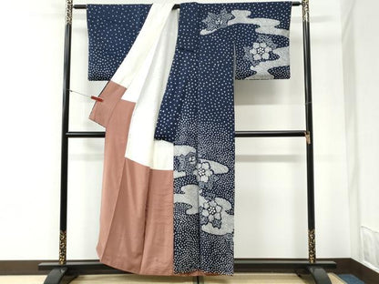 平和屋着物●訪問着　総絞り　霞草花文　正絹　逸品　CABI2193yc