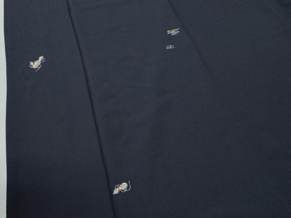 平和屋着物●上質な小紋　総刺繍　瓢箪流水舞花文　金糸　正絹　逸品　CABI2196yc
