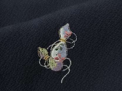 平和屋着物●上質な小紋　総刺繍　瓢箪流水舞花文　金糸　正絹　逸品　CABI2196yc