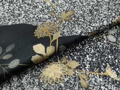 平和屋着物●訪問着　花蝶文　たたき染め　黒地　金彩　正絹　逸品　CABI2199yc