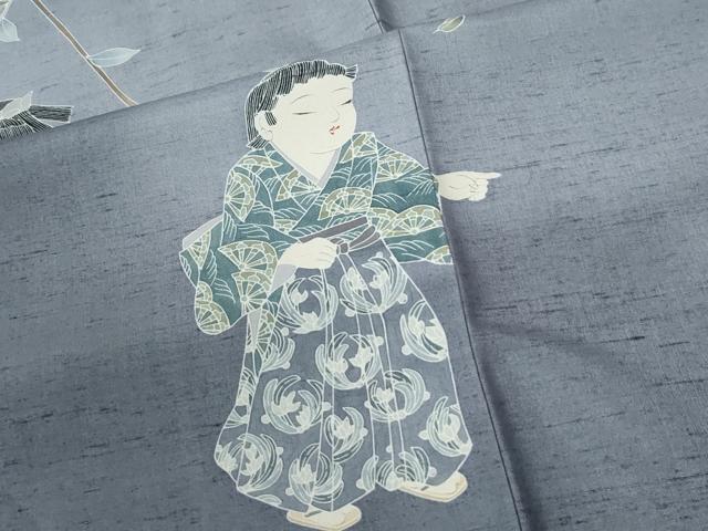 平和屋着物●訪問着　紬地　友禅　作家物　童子遊び　やまと誂製　正絹　逸品　CABI2200yc