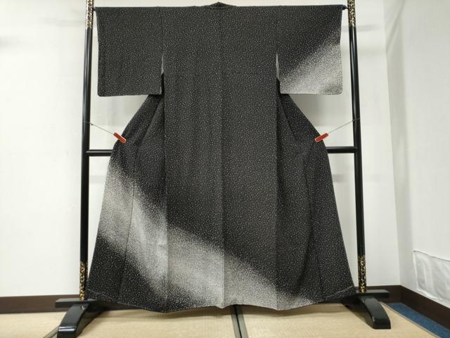 平和屋着物●訪問着　霰文　黒地　正絹　逸品　未使用　CABI2201yc