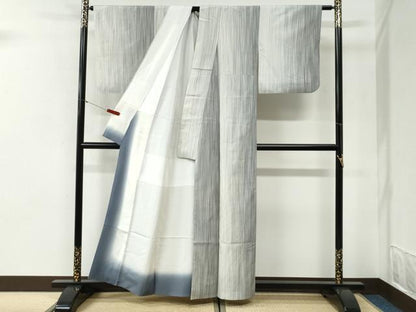 平和屋着物●本塩沢　縞　正絹　逸品　CABI2203yc