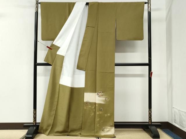 平和屋着物●訪問着　刺繍　霞扇花唐草文　金彩　正絹　逸品　CABI2204yc