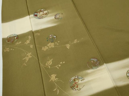 平和屋着物●訪問着　刺繍　霞扇花唐草文　金彩　正絹　逸品　CABI2204yc