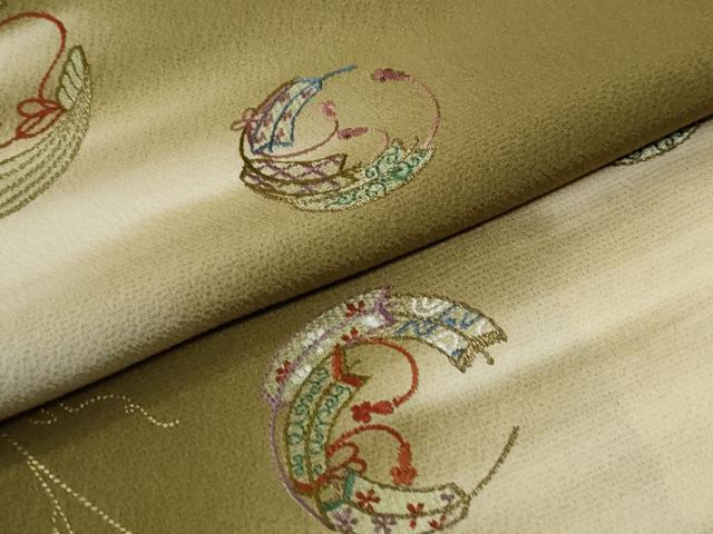 平和屋着物●訪問着　刺繍　霞扇花唐草文　金彩　正絹　逸品　CABI2204yc