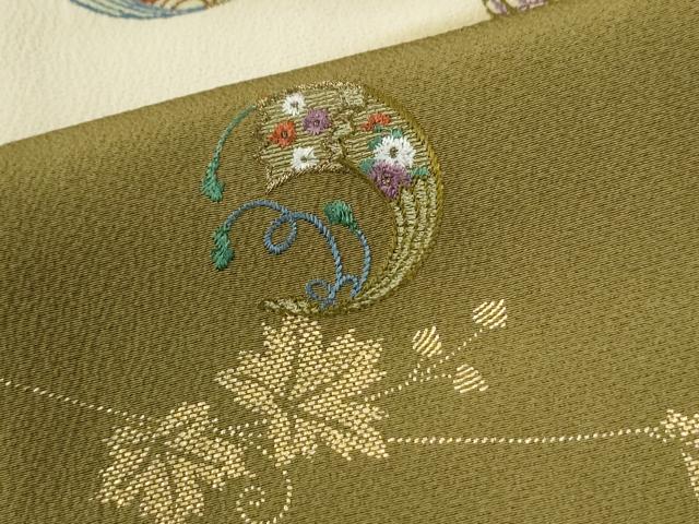 平和屋着物●訪問着　刺繍　霞扇花唐草文　金彩　正絹　逸品　CABI2204yc