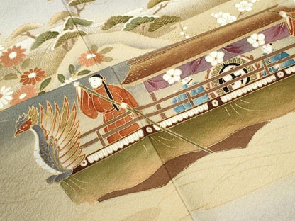 平和屋着物●訪問着　作家物　渡り橋人物風景文　暈し染め　金彩　正絹　逸品　CABI2205yc