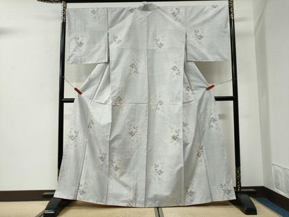 平和屋着物●本場大島紬　白大島　9マルキ　枝花文　正絹　逸品　未使用　CABI2206yc