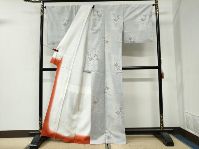 平和屋着物●本場大島紬　白大島　9マルキ　枝花文　正絹　逸品　未使用　CABI2206yc