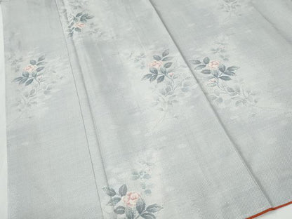 平和屋着物●本場大島紬　白大島　9マルキ　枝花文　正絹　逸品　未使用　CABI2206yc