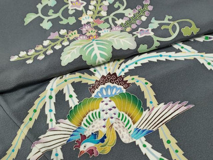 平和屋着物●本加賀友禅作家　法邑利博　訪問着　鳳凰桐花唐草文　暈し染め　ロング丈　正絹　逸品　CABI2207yc