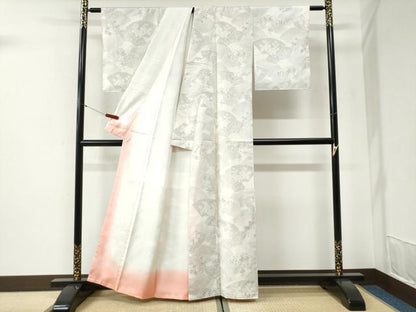 平和屋着物●本場大島紬　白大島　9マルキ　100亀甲　地紙草花文　正絹　逸品　未使用　CABI2215yc