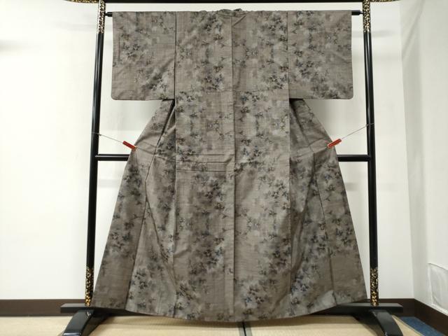 平和屋着物●本場大島紬　9マルキ　枝花文　正絹　逸品　CABI2221yc