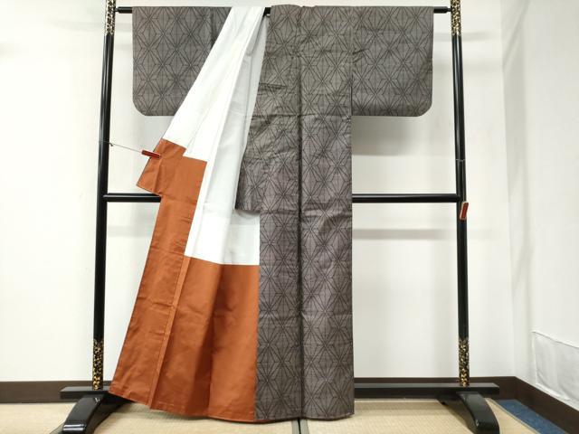 平和屋着物●本場大島紬　9マルキ　麻の葉文様　正絹　逸品　CABI2223yc