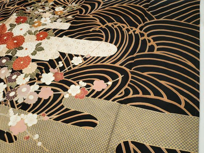 平和屋着物●豪華振袖　駒刺繍　立波エ霞菊花車文　暈し染め　金彩　正絹　逸品　CABI2228yc
