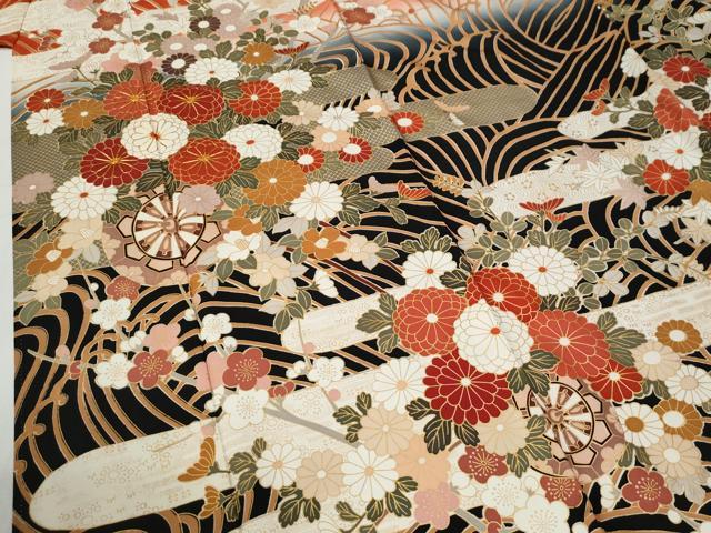 平和屋着物●豪華振袖　駒刺繍　立波エ霞菊花車文　暈し染め　金彩　正絹　逸品　CABI2228yc