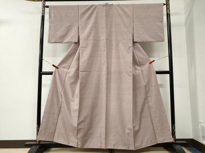 平和屋着物●結城紬　色無地　紅藤色　正絹　逸品　CABI2230yc