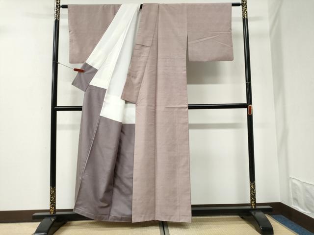 平和屋着物●結城紬　色無地　紅藤色　正絹　逸品　CABI2230yc
