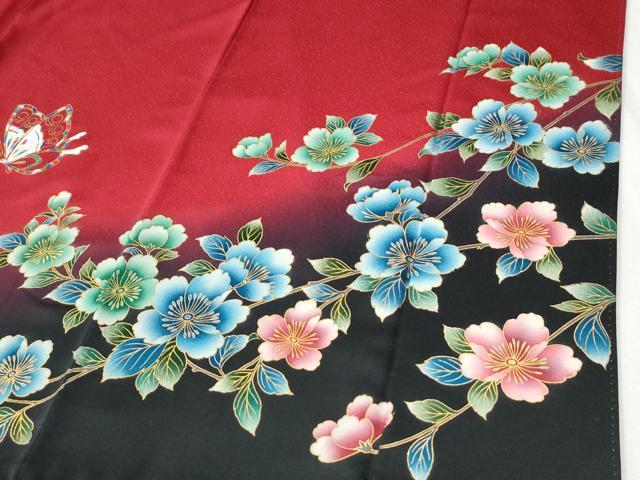 平和屋着物●豪華振袖・長襦袢セット　花蝶文　暈し染め　金彩　正絹　逸品　CABI2231yc