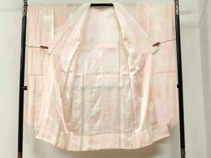 平和屋着物●豪華振袖・長襦袢セット　駒刺繍　舞桜文　暈し染め　金通し地　正絹　逸品　CABI2234yc