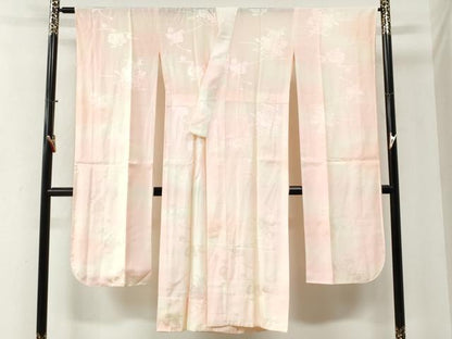 平和屋着物●豪華振袖・長襦袢セット　駒刺繍　舞桜文　暈し染め　金通し地　正絹　逸品　CABI2234yc