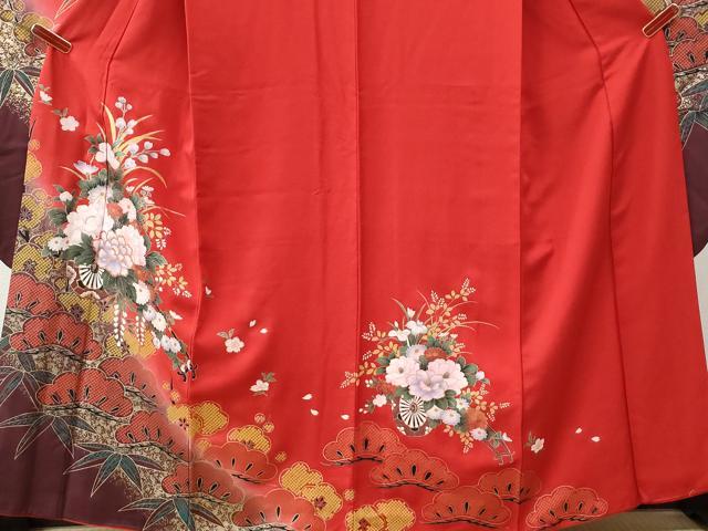 平和屋着物●豪華振袖・長襦袢セット　松竹梅花車文　暈し染め　金彩　鈴乃屋扱い　正絹　逸品　CABI2235yc