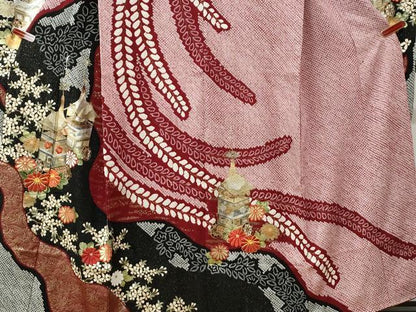 平和屋着物●豪華振袖　総絞り　駒刺繍　鉾草花文　金銀彩　鈴乃屋扱い　正絹　逸品　CABI2236yc