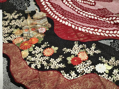 平和屋着物●豪華振袖　総絞り　駒刺繍　鉾草花文　金銀彩　鈴乃屋扱い　正絹　逸品　CABI2236yc