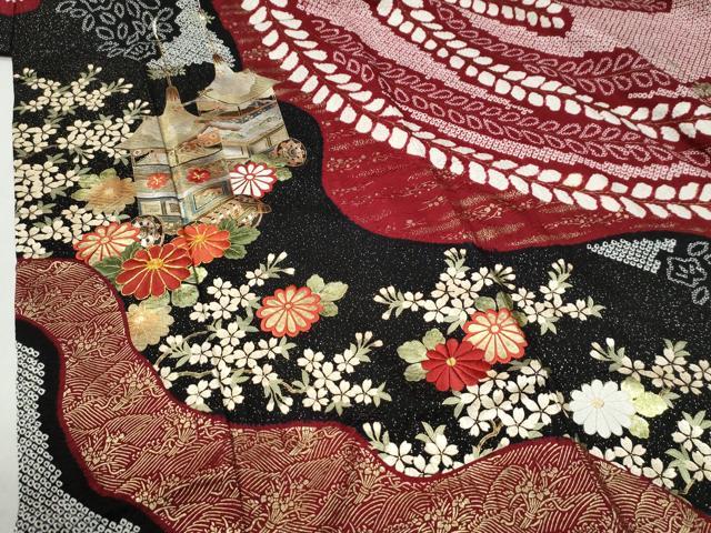 平和屋着物●豪華振袖　総絞り　駒刺繍　鉾草花文　金銀彩　鈴乃屋扱い　正絹　逸品　CABI2236yc
