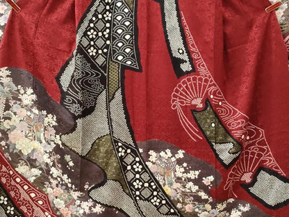 平和屋着物●豪華振袖　駒刺繍　絞り　鬘帯御所車毬草花文　金彩　正絹　逸品　CABI2238yc