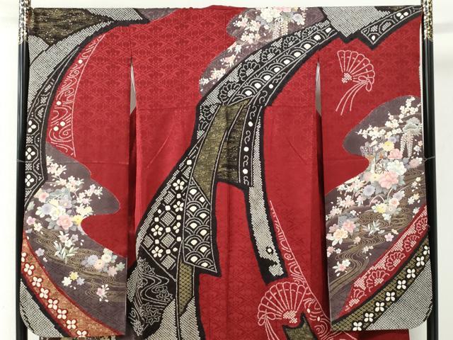 平和屋着物●豪華振袖　駒刺繍　絞り　鬘帯御所車毬草花文　金彩　正絹　逸品　CABI2238yc