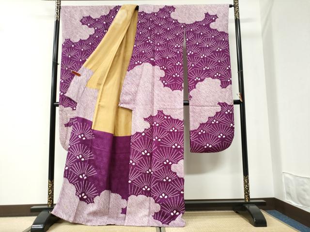 平和屋着物●豪華振袖　総絞り　雲取り松葉文　正絹　逸品　CABI2239yc