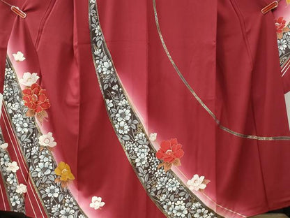 平和屋着物●豪華振袖　総刺繍　牡丹草花文　暈し染め　金彩　正絹　逸品　CABI2240yc