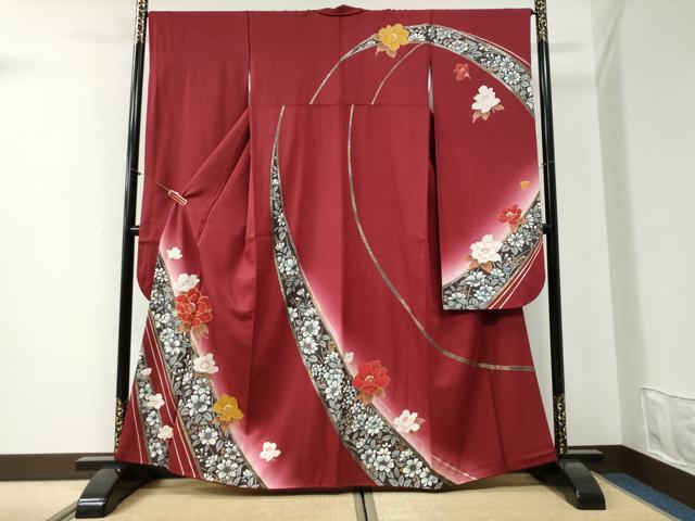 平和屋着物●豪華振袖　総刺繍　牡丹草花文　暈し染め　金彩　正絹　逸品　CABI2240yc