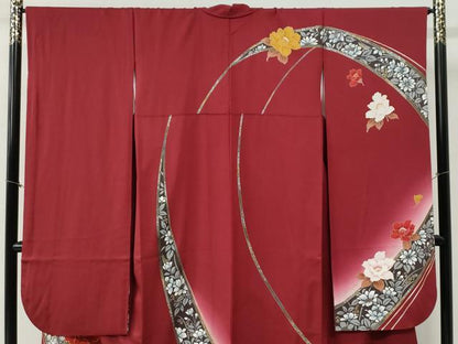 平和屋着物●豪華振袖　総刺繍　牡丹草花文　暈し染め　金彩　正絹　逸品　CABI2240yc