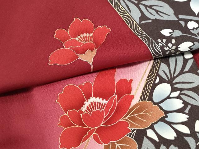 平和屋着物●豪華振袖　総刺繍　牡丹草花文　暈し染め　金彩　正絹　逸品　CABI2240yc