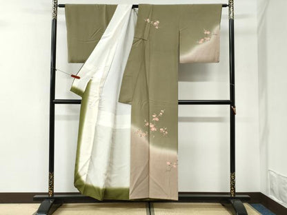 平和屋着物●訪問着　刺繍　枝花文　暈し染め　正絹　逸品　CABI2242yc
