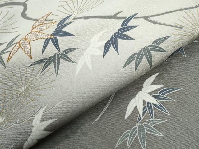 平和屋着物●訪問着　駒刺繍　笹松葉文　暈し染め　金彩　正絹　逸品　CABI2243yc