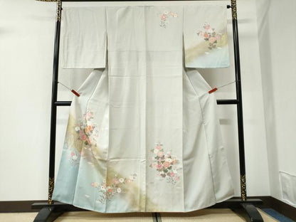 平和屋着物●訪問着　駒刺繍　籬草花文　暈し染め　金彩　正絹　逸品　CABI2244yc